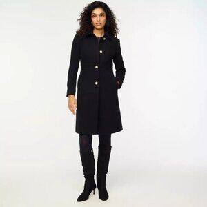 NWT J.Crew Womens $298 Wool Blend Lady Coat Black Size 8 AT107